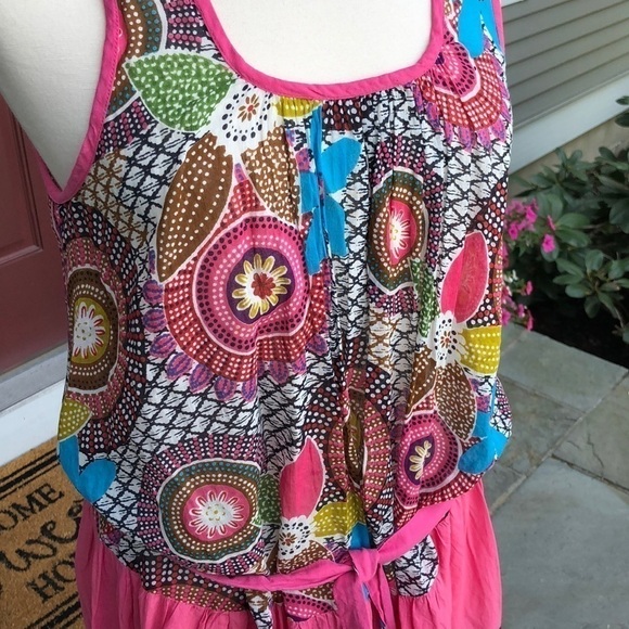 Bohemian Maxi Dress pink floral Large - Picture 4 of 6